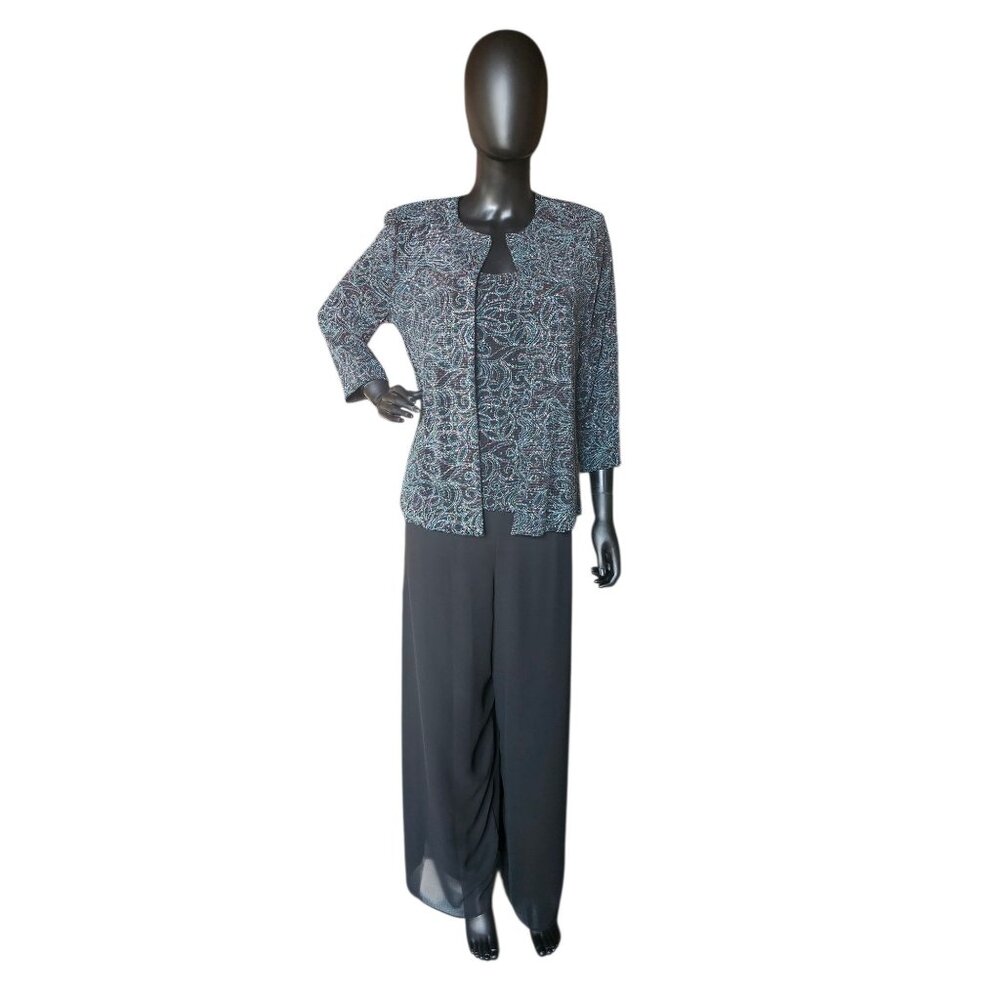 NWOT Black/White/Teal 3 Piece Formal Outfit - Alex Evenings